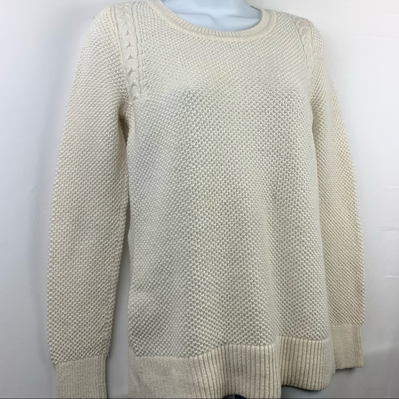 Loft Sweater Ivory White Open Cable Knit - Picture 11 of 11